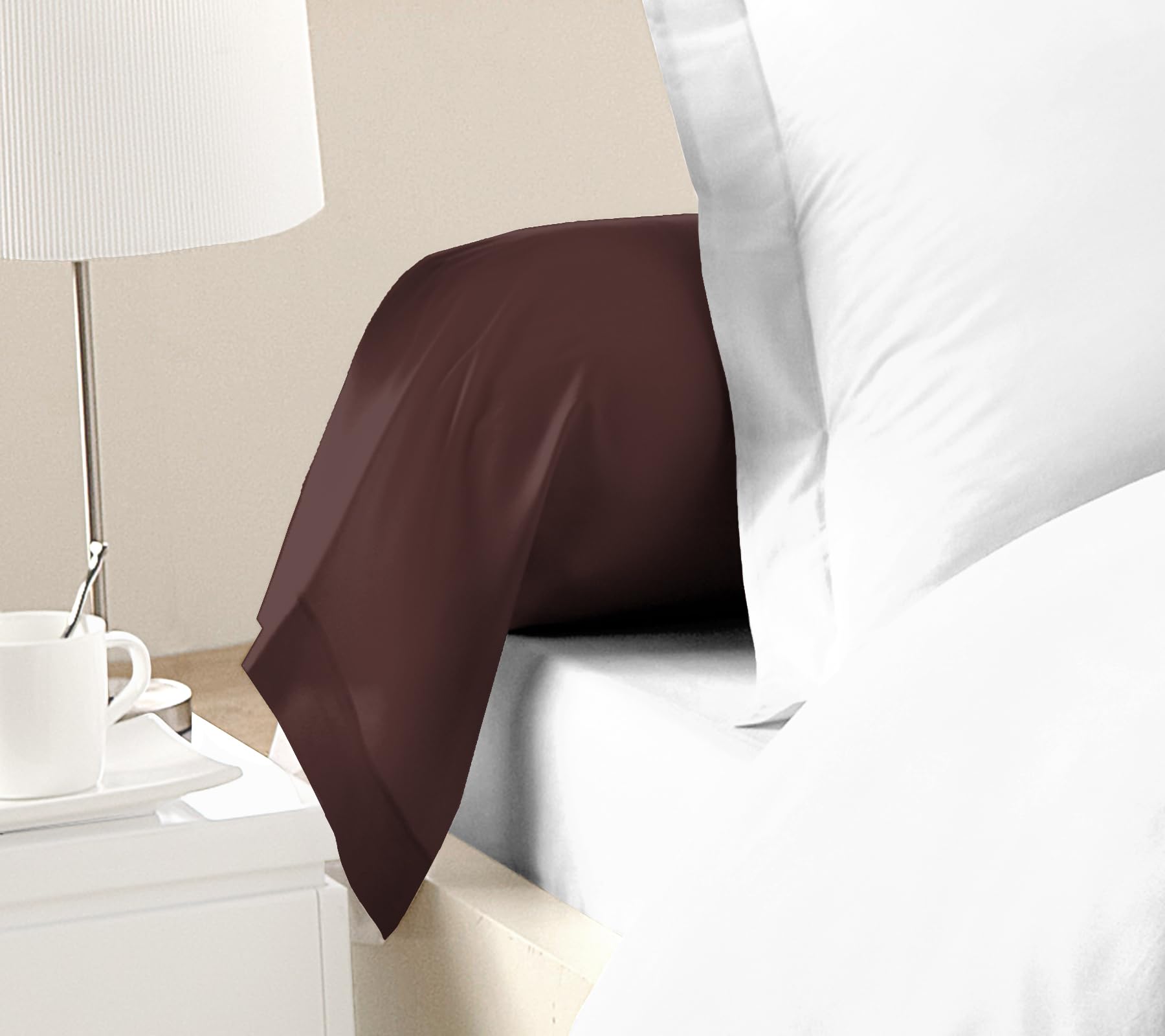 Pack of 2 bolster covers made of 100% cotton, soft, breathable and washable, tightly woven, chocolate brown, size 85 x 185 cm, Oeko-Tex certified