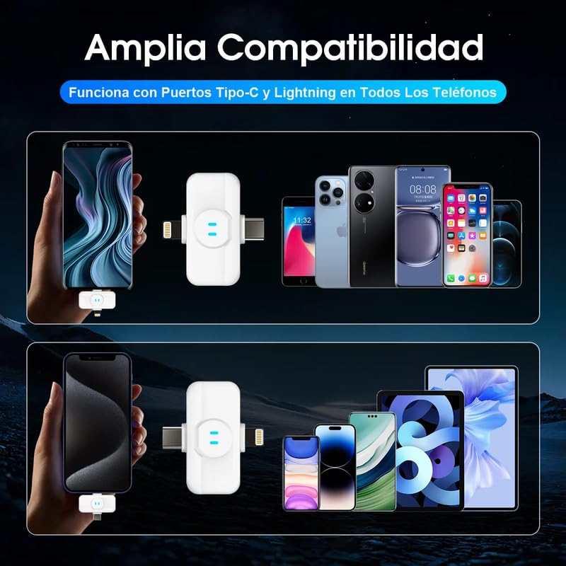 Microfone de Lapela Sem Fio Anti Ruído 48kHz/24bit com Ímã Duplo Lightning/Tipo C Bateria 40h para Gravação de Vídeo e Streaming