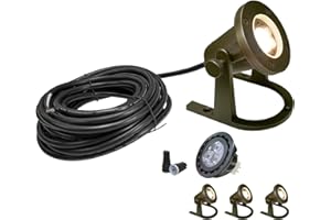 COLOER Brass Underwater Lights(Bronze) 4 Pack with LED MR16 Bulb 12V Low Voltage Fountain Lights IP68 Waterproof Copper Outdoor Landscape Lighting for Swimming Pool Ponds or Outside Water as Spotlight
