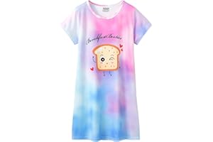 CYCHELRY Teen Girls Nightgowns-Trendy Tie Dye Short Sleeve Sleepwear Cute Polyster Nightdress Tween Pajamas Size 8-16