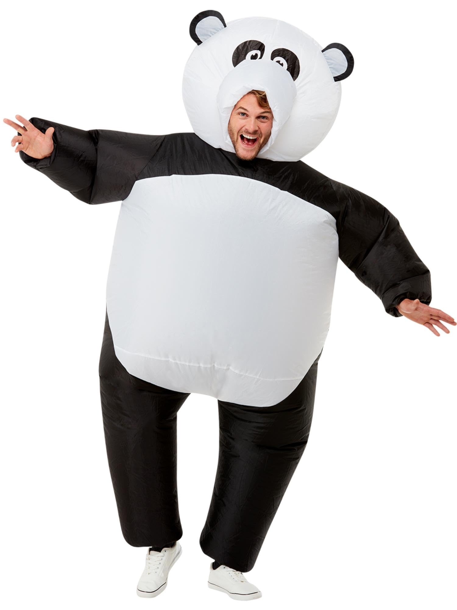 Smiffys Inflatable Giant Panda Costume, Black & White All In One with Self Inflating Fan, Funny Fancy Dress, Animal Dress Up Costumes