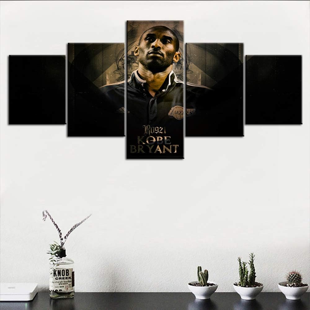 Amazon Com 5 Panel Wall Art Nba Basketball Star Poster Kobe Bryant Of Los Angeles Lakers Wall Art Painting Portrait Art Canvas Artwork For Living Room Home Decor Stretcher And Frame Ready To