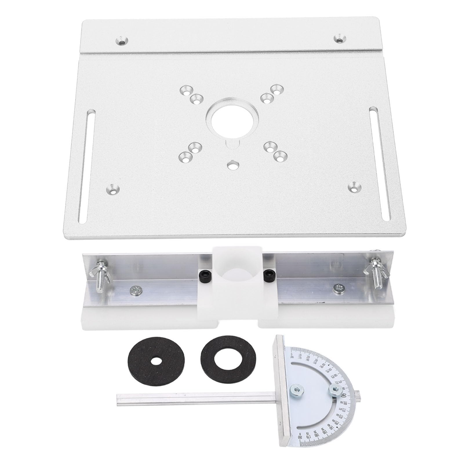 Router Lift System Full Installation Set, Aluminum Woodworking Insert Base Plate for Router Table Saw, Metal Router Lift System Kit (Silver)