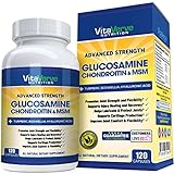 Glucosamine Sulfate 1500mg, Chondroitin Sulfate 1200mg, MSM 1000mg - Advanced Strength Joint Pain Relief Complex Plus Boswellia, Turmeric & Hyaluronic Acid For Optimum Joint Health,120 Capsules