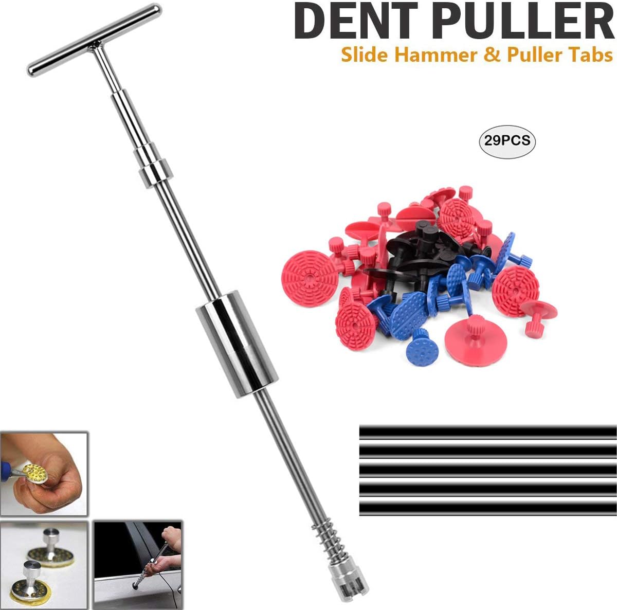 WHDZ 45PCS Car Dent Repair Tools Dent Puller Paintless Removal Kit PDR Puller Grip PRO Slide Hammer Tool Glue Puller Tabs for Vehicle SUV Car Auto Body Hail Damage Removal
