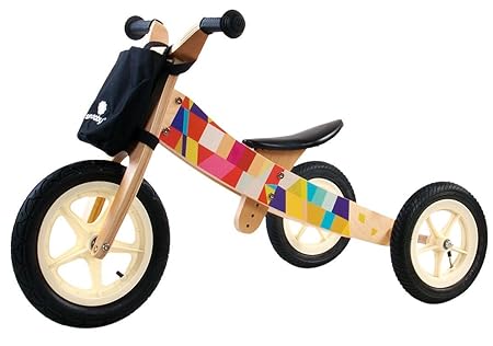2in1-Dreirad-Laufrad-Holz-Kinderfahrrad-einstellbare-Sattel-2-5J-Fahrrad-Zweirad (Mosaic)