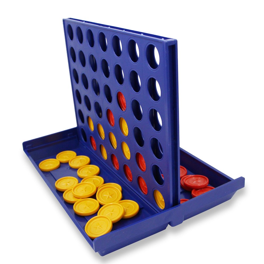 4 in a Row,Desktop Game 4 in a Row,QM-STAR Classic Family 4 in a Row Board Game,Children \'s Educational Toys,Three-Dimensional 4 Chess for Kids and Family(Sea Blue)