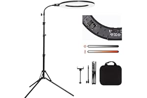 GSKAIWEN 18" 60W LED Ring Light with Light Stand,Soft Tube,Phone Holder, Beauty Lighting Eyebrow Eyelash Extension Tattoo Lamp Makeup Selfie Live Streaming Dimmable Photography Studio Video Light