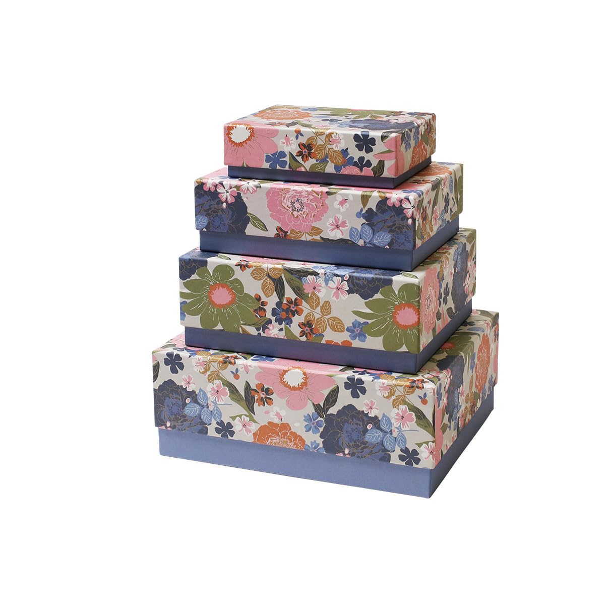 Rössler Papier Vivian 13431530004 Gift Box with Lid, Set of 4 Boxes, Cardboard Boxes Rectangular