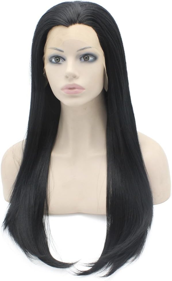 Long Straight Black Natural Synthetic Lace Front Wig - Image 4