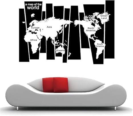 Amazon Threecat 地理 世界地図 おしゃれ 壁紙シール ホーム 子供読み物 取り除くok 黒白 ウォールステッカー オンライン通販