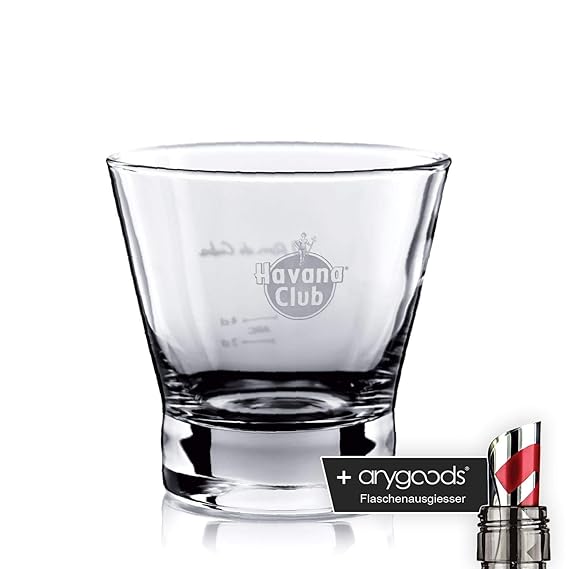 Havana Club Glas / Gläser Rum Tumbler Longdrink Cocktail Gastro Bar Deko + Flaschenausgiesser