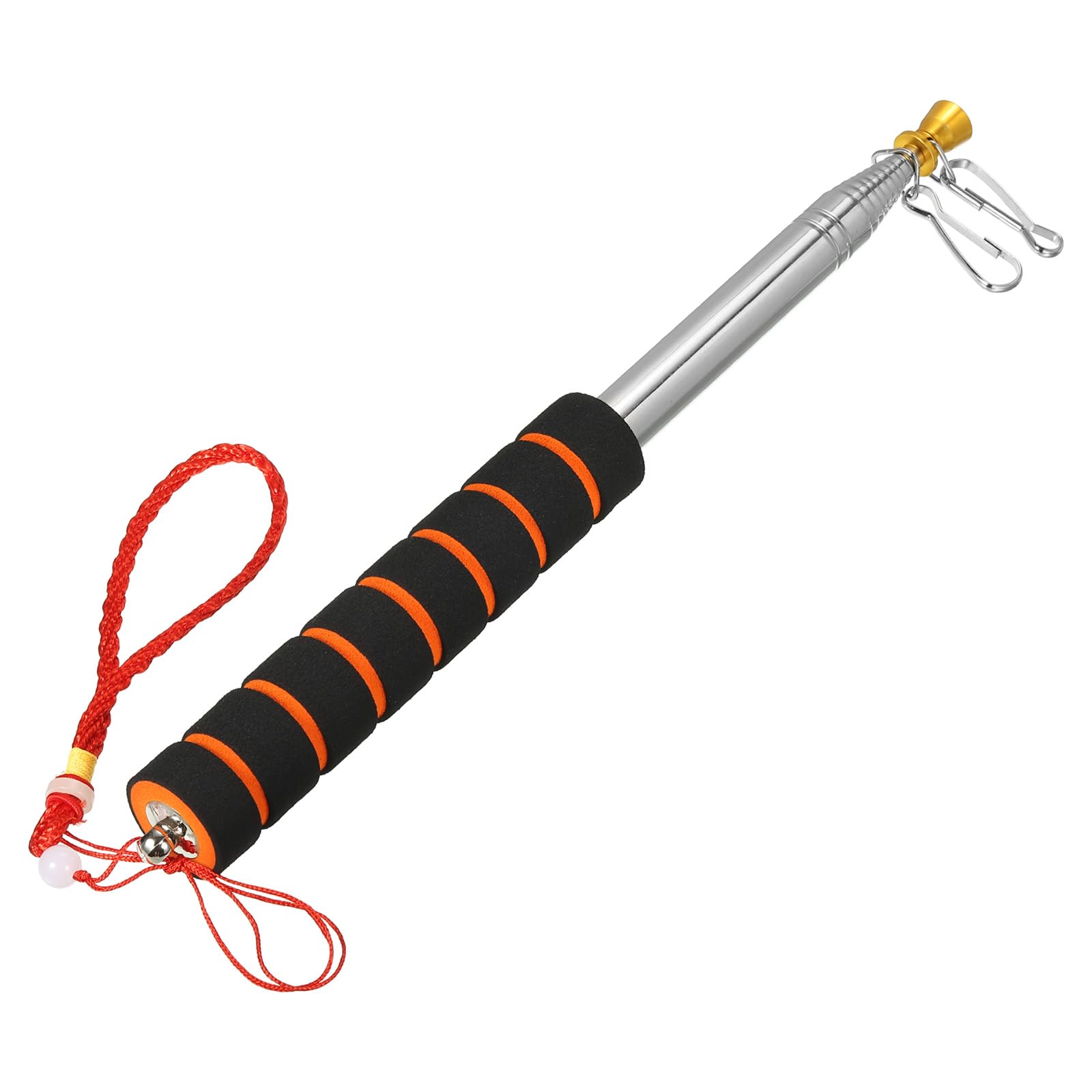 PATIKIL Telescopic Handheld Flagpoles, 8.2 Feet Sponge Handle Stainless Steel Telescoping Flag Poles Tour Guide Flag Pole with Clips, 10 Sections, Orange