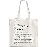 OTOUO Difference Maker Bag - Difference Maker Canvas Tote Bag, Inspirational Gifts for Women, Difference Maker Gift for Teachers Appreciation, Assistant Principal Gifts