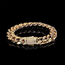 18K men's gold bracelet with Cuban style design and