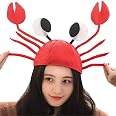 Lobster Costume Set - Headband With Antennae & Googly Eyes + Claw Gloves, Red