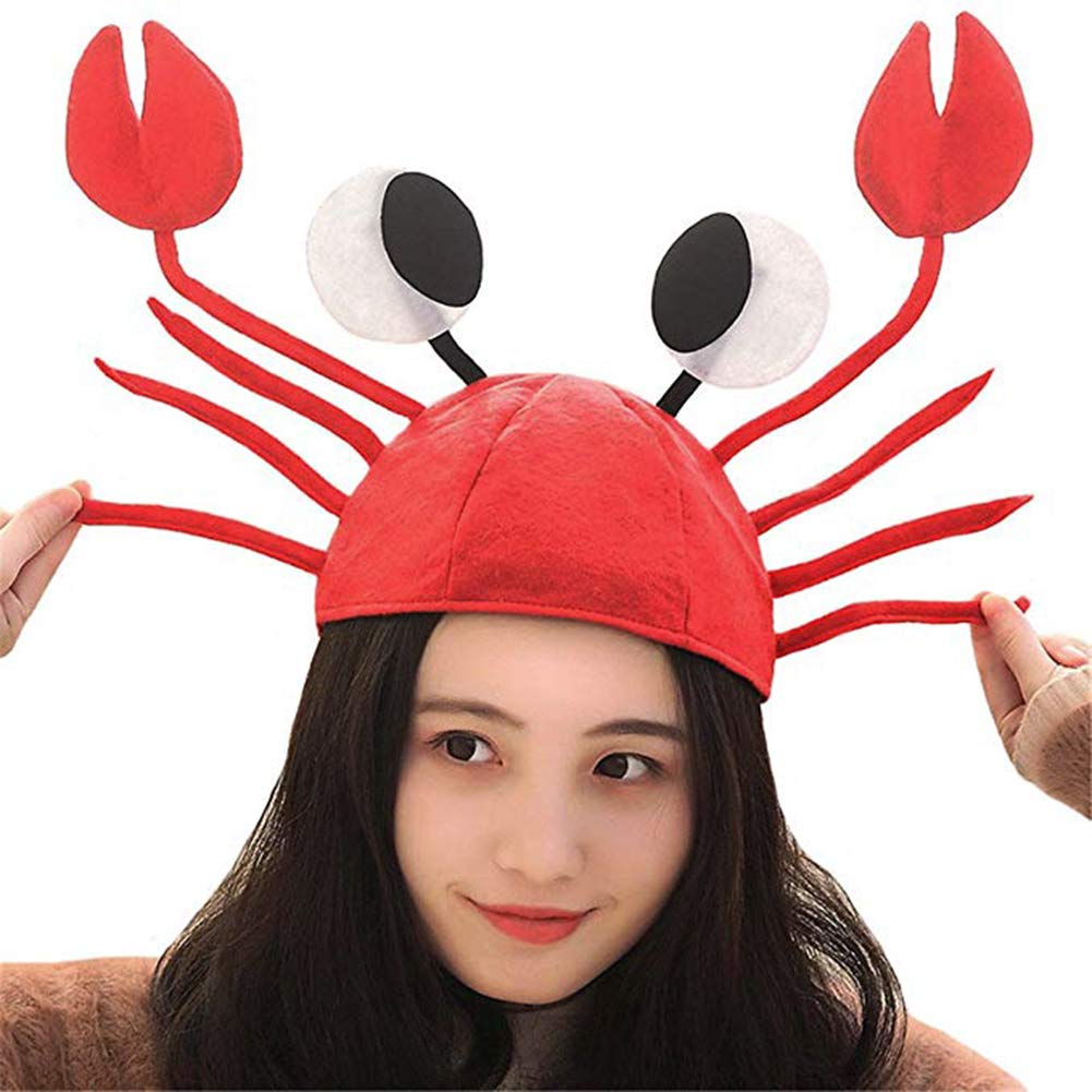 ITODA Crab Hat Adjustable Red Crab Hat Funny Crazy Crab Party Hats Costume Fancy Hats for Halloween Christmas Easter Party Decoration kids age 14+ Adult