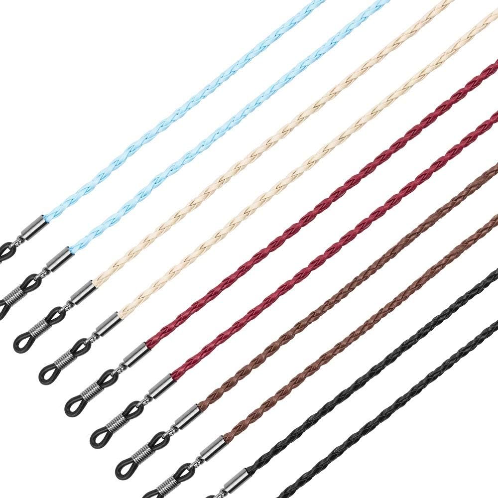 10 Pieces Eyeglasses Straps, EAONE Eyewear Retainer PU Leather Glasses Straps Sunglasses Holder Chain (5 Colors)