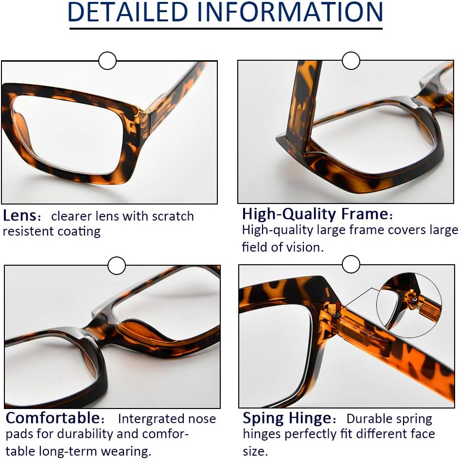 Eyekepper 4 Pack Ladies Reading Glasses - Stylish Oversized Square Readers for Women +2.00, 4 works Mix - Image 3