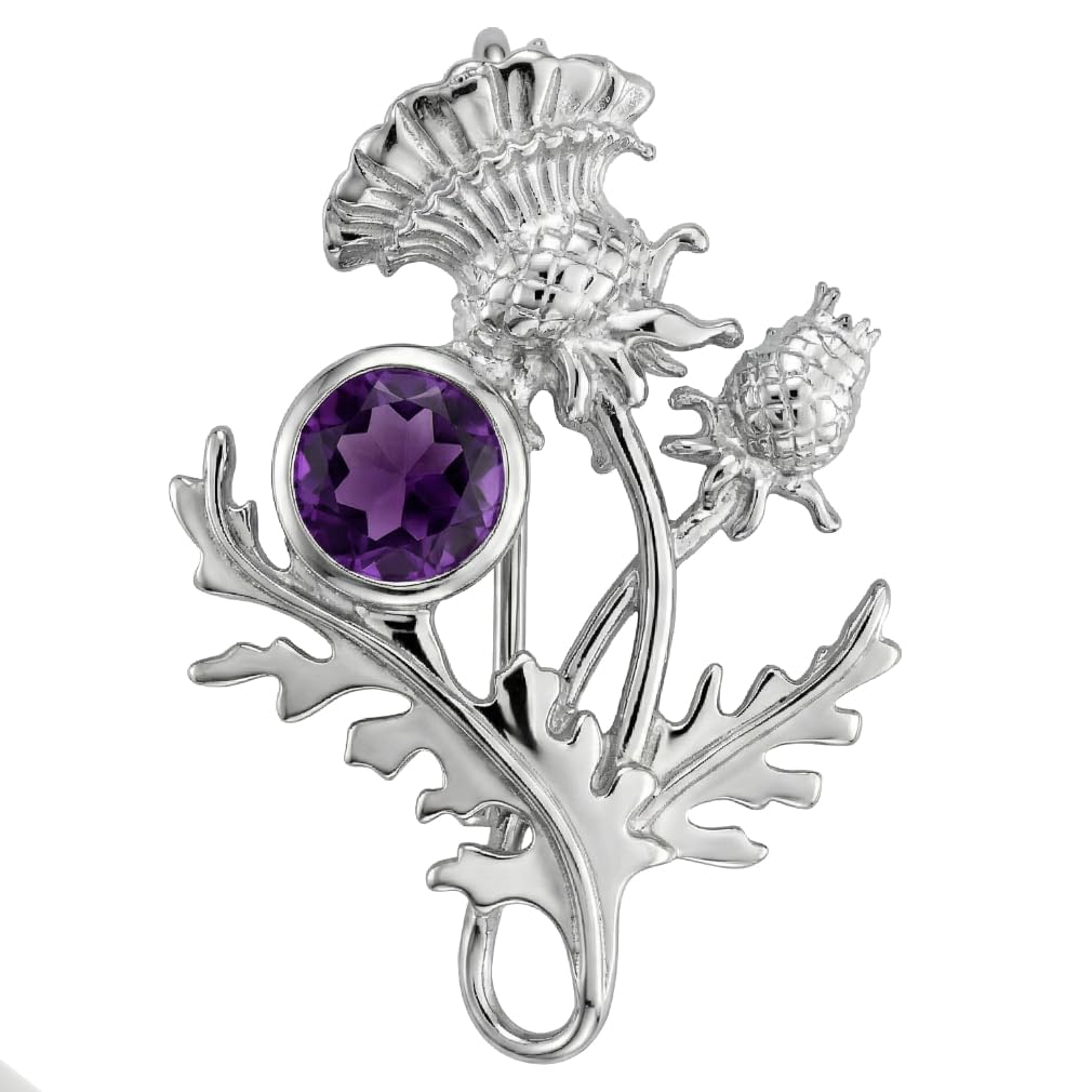 CAIRN 925 Sterling silver Scottish thistle brooch for women. Jewellery gift box included. Ross. 6142