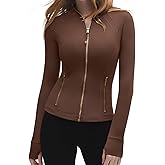 SUUKSESS Women Golden Full Zip Up Workout Cropped Jackets Lightweight Athletic Yoga Tops