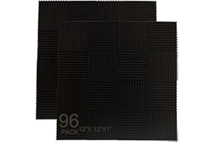 XIN&LOG 96 Pack Allxinlog Absorb the echo Acoustic Foam Panel Wedge Studio Soundproofing Wall Tiles 12" X 12" X 1" (96-BLACK)