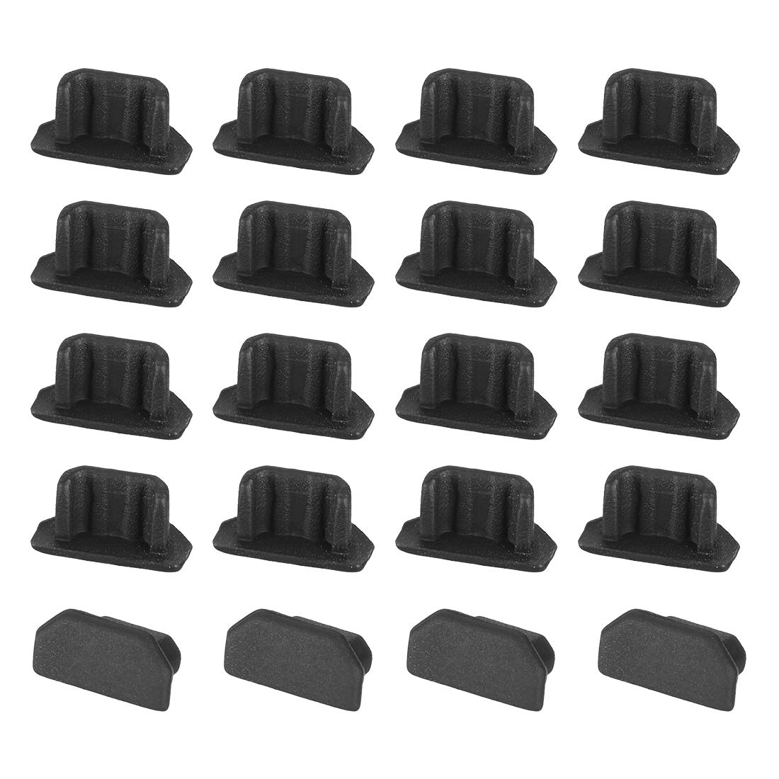 sourcing map 20pcs Silicone Micro USB Cap Port Cover Anti Dust Protector 6.5mmx2.3mm Black