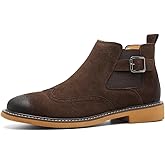 Mens Chelsea Ankle Boot PU Suede Leather Slip-On Classic Dress Comfort Casual Buckle Chukka Boots
