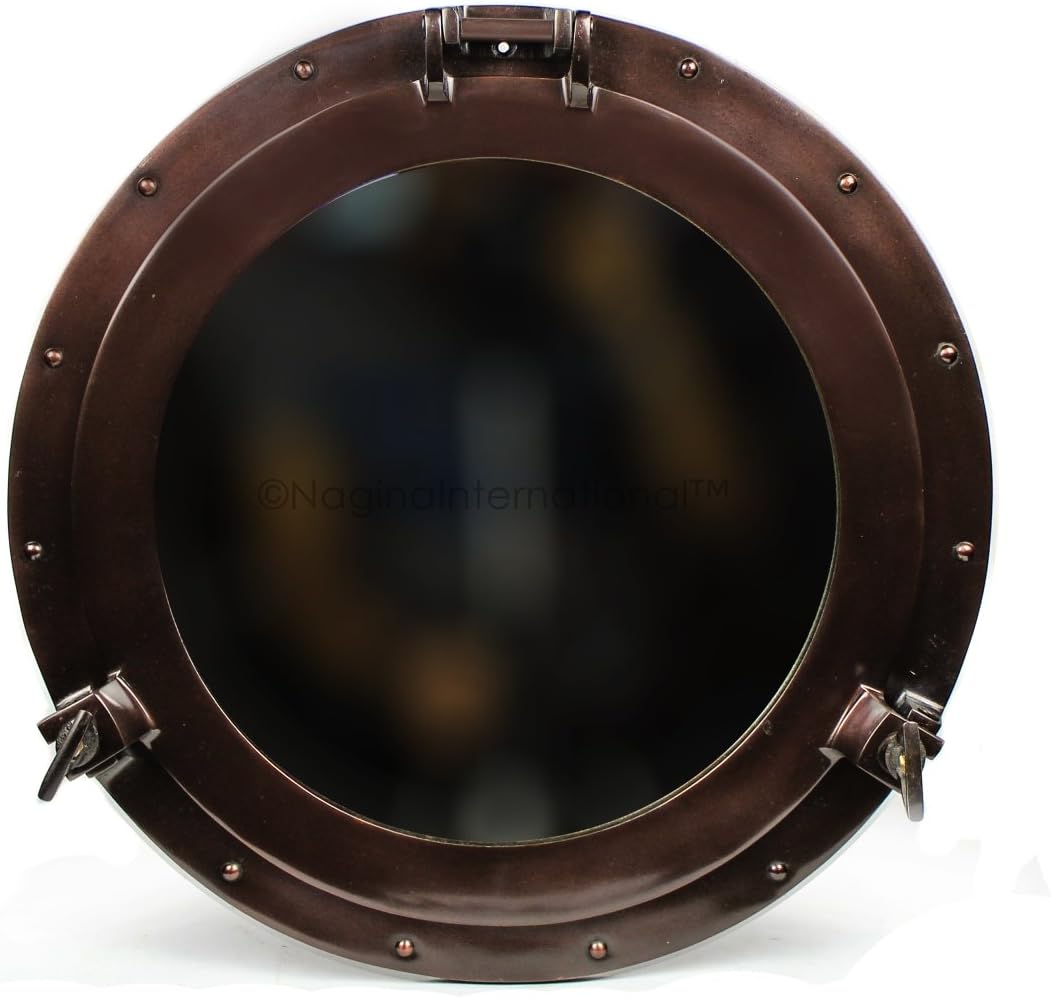 Nagina International Powder Coated Premium Nautical Aluminum Pirate's Ship's Porthole Window | Exclusive Wall Decor Accent (12 Inches, Antique Copper)