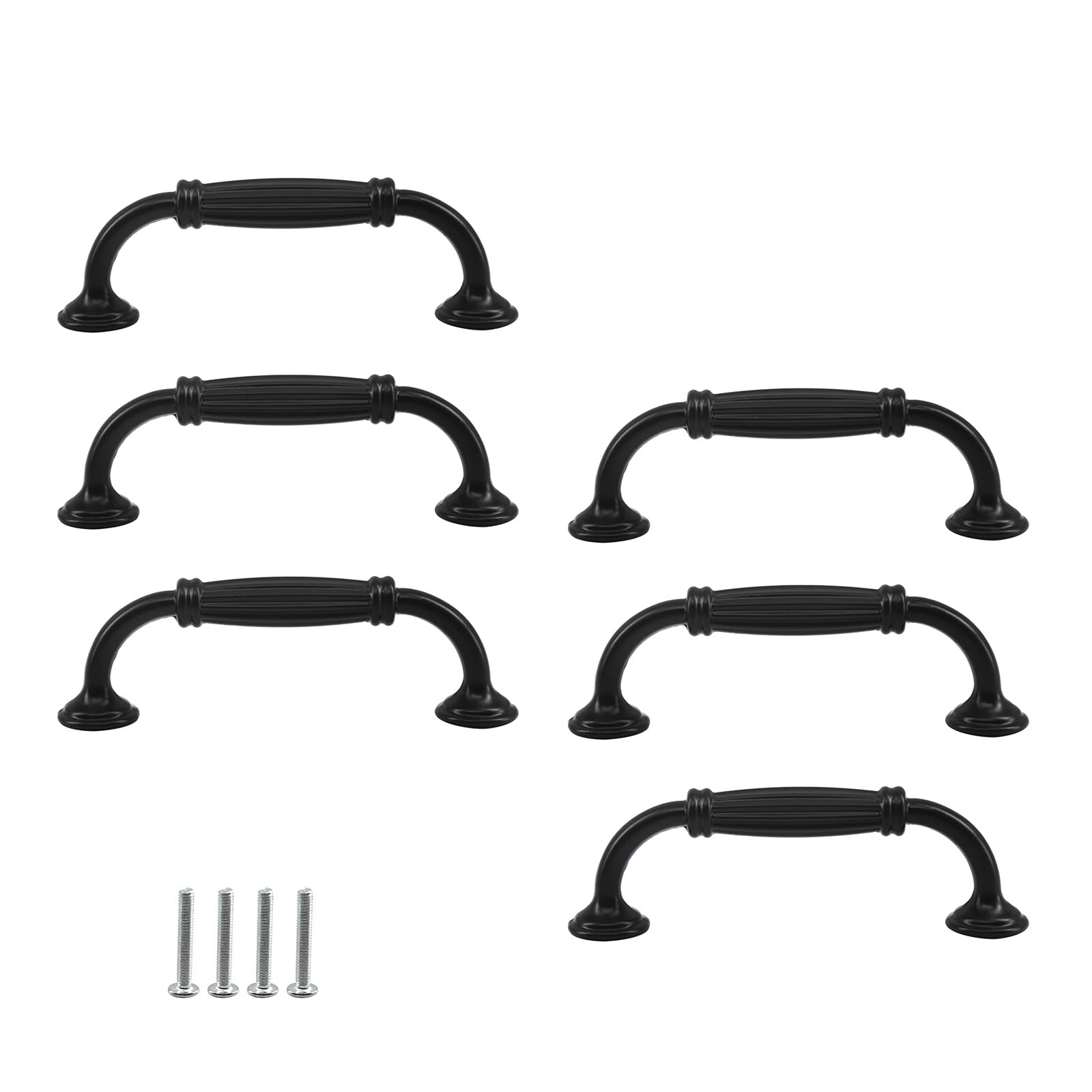 Zerniple 116mm Black Handle Pull Solid Aluminum Alloy Drawer Wardrobe Handle Pull Kitchen Cabinet Handle Cupboard Knobs (6 Pieces)