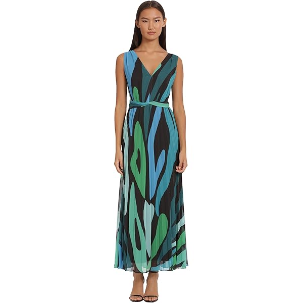 【Donna Morgan】ドナモーガン Vネック フィット フレア ドレス Donna Morgan Women's Stretch Crepe Elbow Sleeve V-Neck Fit