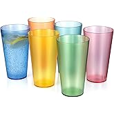 ZAINCA 32-ounce Plastic Tumblers, Acrylic Larger Drinking Glasses, set of 6 Multicolor Reusable Plastic Cups, Stackable, BPA-Free, Shatter-Proof, Dishwasher-Safe
