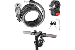 eMjollRay Electric Scooter Lock - 4 Feet Cable Lock With 2 Keys, Mounting Bracket and Cloth Bag - Anti-Theft Lock for Road Bi