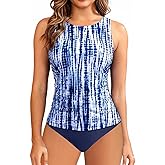 Aqua Eve Women's High Neck Tankini Swimsuits - Two Piece Tummy Control Bathing Suits Modest Swimwear 2025