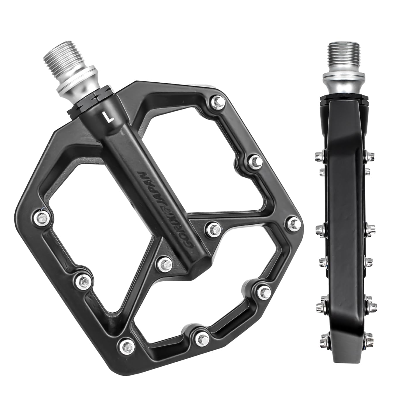 GORIX Bike Flat Pedals Wide Magnesium Alloy Lightweight with Non-Slip Pin Spike Road Mountain MTB Bicycle (GX-FYMg)