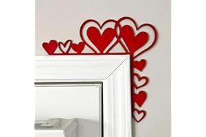Wooden Heart Frame Corner Decor, Romantic Hollow Red Heart Door Topper, Wall Accent for Valentine's Day, Wedding, New Year an