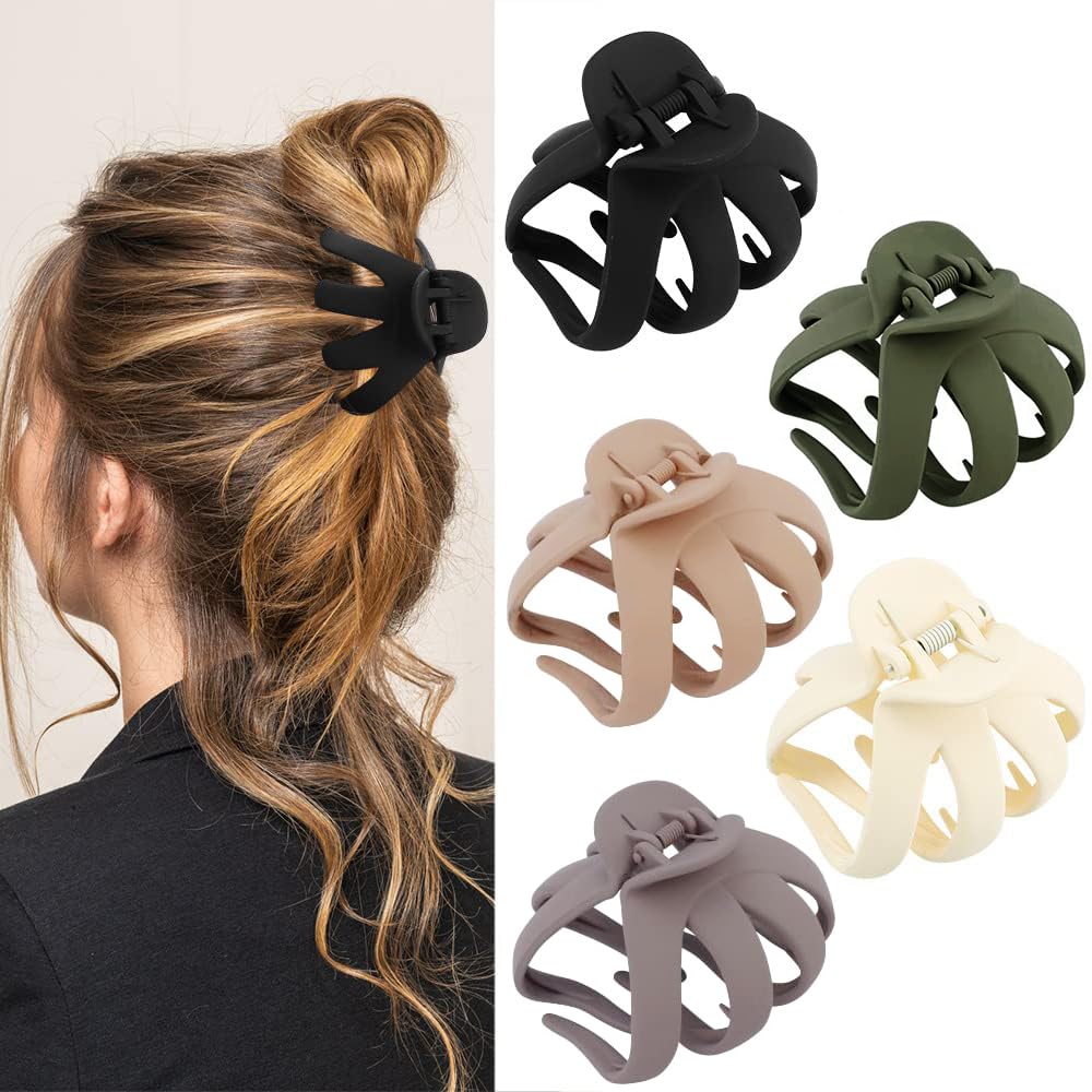 5 Pack Non-slip Jaw Clips Medium Hair Clamps for Thick Curly Long Hair, Wide Grip Hair Accessories for Women Girls