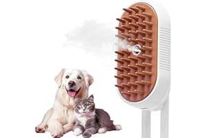 BELIEONU Cat Steam Brush, Rechargeable Steamy Pet Grooming Brush For Shedding, Water Spray Massage Brush, Cat Hair Removal Brush Self Cleaning Brush Steamer Wet Cat Spa Brush Cat Comb (White)