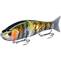 Lot De 5 Leurres Glide Baits Articulés – Corps 3 Sections, Yeux 3D, Crochets Antirouille – Pour Achigan, Brochet, Saumon, Truite, Maskinongé – Eau Douce Et Salée