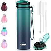 SLUXKE 24oz Water Bottle Insulated with Straw, Double Wall 18/8 Stainless Steel Water Bottle with Carrying Strap, Metal Water Bottle BPA Free for Camping, Gym, Travel, Car