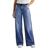 Madrirdma Wide Leg Jeans for Women Mid Rise Baggy Straight Wash Casual Denim Jeans Without Belt