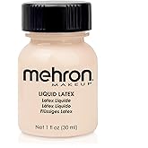 Mehron Makeup Liquid Latex | SFX Makeup | Halloween | Latex Glue for Skin | Prosthetic Glue 1 fl oz (30 ml) (Light Flesh)