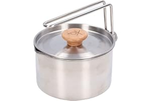 1000ml Stainless Steel Camping Pot with Detachable Handle for Picnic Hiking