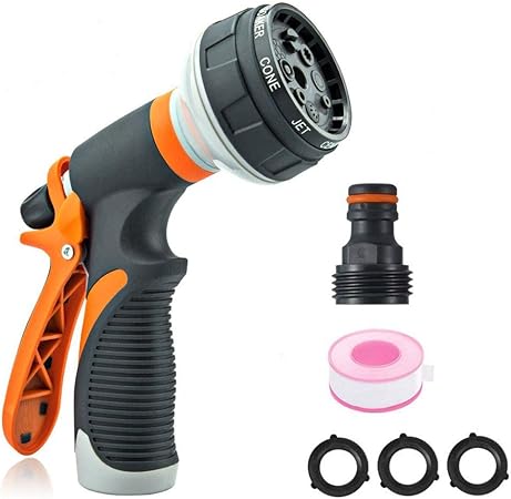Amazon Com Garden Hose Sprayer Nozzle For Watering Plant Cleaning Cars Showering Pets With 8 Adjustable Pattern High Pressure Heavy Duty Garden Outdoor