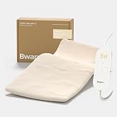 Bwarm Weighted Far Infrared Heating Pads 100% Cotton Fast Heating with 9 Heating Levels 12 Hours Auto-Off Heated Pad for Back Neck Hot Pad for Arms and Legs (White, 12''&times;24')