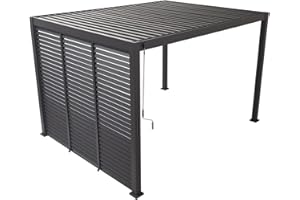 SORARA Aluminum Louvered Wall Pergola Accessories Sun Shade Three Panels 10' Privacy Divider for 10'x10',10'x13',10'x20' Sorara Pergola or Gazebo. This is not pergola(Charcoal Black)