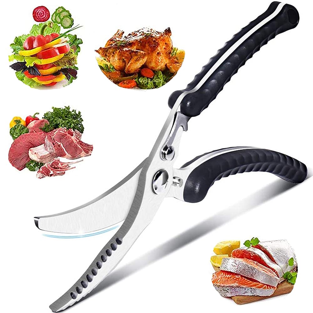 Kitchen Chicken Bone Shears, Stainless Steel Kitchen Scissors, Sharp Poultry Shears, Poultry Scissors with Non Slip Handle, for Cutting Chicken, Bone, Fish, Meat, Vegetable