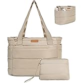 FHELAD Quilted Puffer Tote Bag for Women, 21L Work Hobo Tote, Lightweight Travel Shoulder Bag for Nurses/Commuters | 16" Laptop Sleeve, Foldable Design, Cup Holder Pocket, Daily Carry On Bags