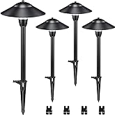 SUNVIE Low Voltage Pathway Lights LED Landscape Lights Low Voltage 3W 12-24V 3000K Landscape Lighting Cast-Aluminum Waterproof Landscape Path Lights for Yard Walkway Garden ETL Listed Cord, 4 Pack