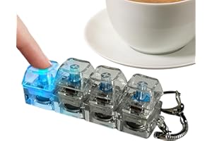 Keyboard Fidget Toy Light Up, LED Fidget Keyboard Keychain, 4-Button Keyboards Clickers Portable, for Family Travel, Backpack